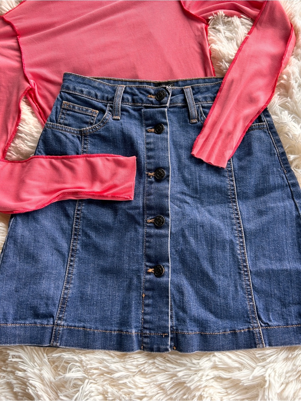 Just Black Denim Button-Front Skirt - Size XS